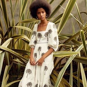 NWT Agua by Agua Bendita Meil Palm Tree Embroidered Dress